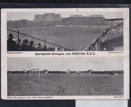 2-Bild Ak Sportplatz-Anlagen Hertha BSC Jubiläum 1942 BLN- Gesundbrunnen #DBQ77