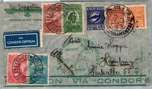 Zeppelinpost Brasilianische Post auf Brief LZ 127 - 1933 #DCH24