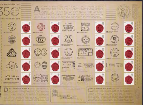 Großbritannien 2876 postfrisch Smilers Bogen "Anniversary Postmarks" 2011 #DEO04