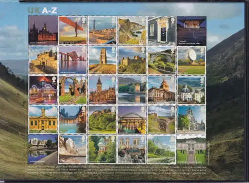 Großbritannien 3235-3248 ZF u.a. postfrisch Smilers Bogen "UK A-Z" 2012 #DEO06