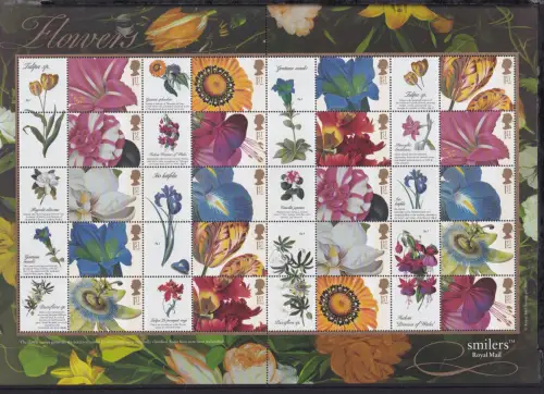 Großbritannien 1667-1676 postfrisch Smilers Bogen "Flowers" 2003 #DEN85