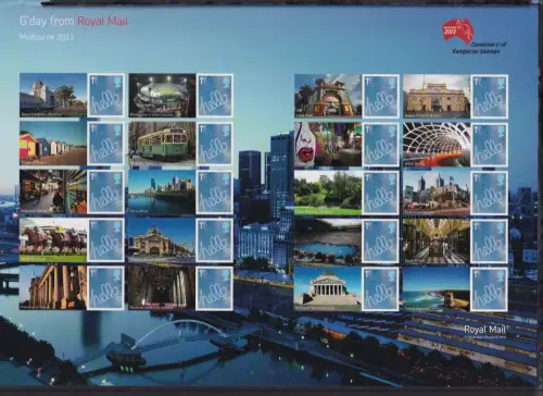 Großbritannien 2342 II postfrisch Smilers Bogen "Melbourne" 2013 #DEN42