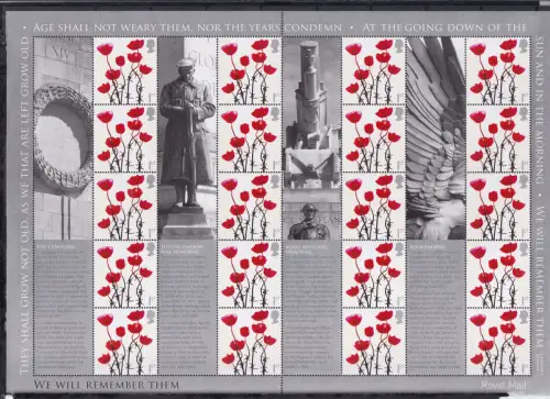 Großbritannien 2469 II postfrisch Smilers Bogen "Remember Them" 2007 #DEN97