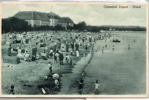 Ak Danzig Zoppot Strand gelaufen 9.8.1929 #DET51