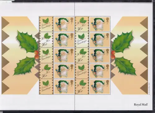 Großbritannien 1715 II postfrisch Smilers Bogen "Christmas" 2000 #DEN79