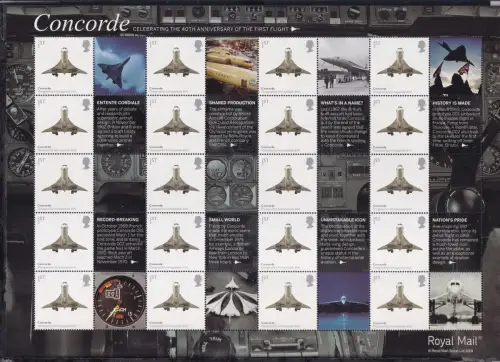 Großbritannien 2697 ZF postfrisch Smilers Bogen "Concorde" 2009 #DEO01