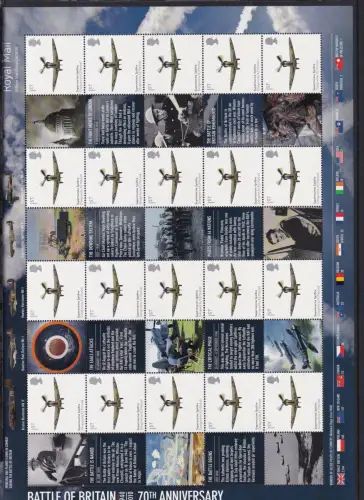 Großbritannien 2693 ZF postfrisch Smilers Bogen "Battle of Britan" 2010 #DEO03