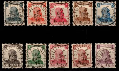 Württemberg 241-250 gestempelt geprüft Infla Berlin #DEK96