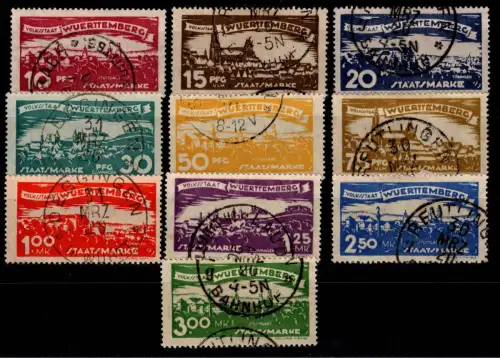 Württemberg 272-281 gestempelt alle geprüft Infla Berlin #DEL01