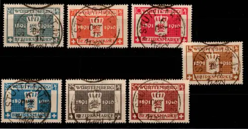 Württemberg 123-129 gestempelt geprüft Infla Berlin #DEK66
