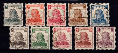 Württemberg 241-250 gestempelt tiefst geprüft Infla Berlin #DEK95