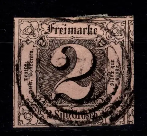 Thurn & Taxis 5 gestempelt unten berührt, sonst überrandig #DEN12