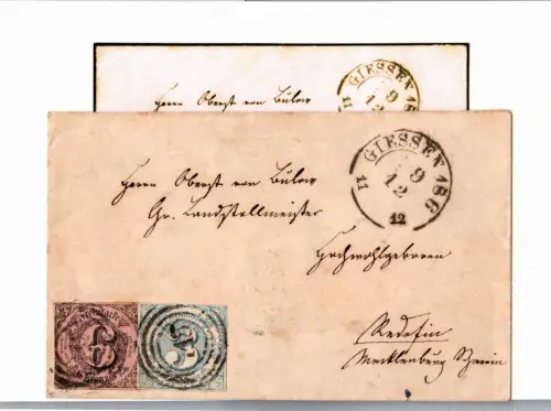 Thurn & Taxis 9, 21 auf Brief als Mischfrankatur Befund Sem BPP #DEM93