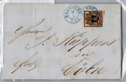 Hannover 12 auf Brief als Einzelfrankatur von Hannover nach Köln #DEM89