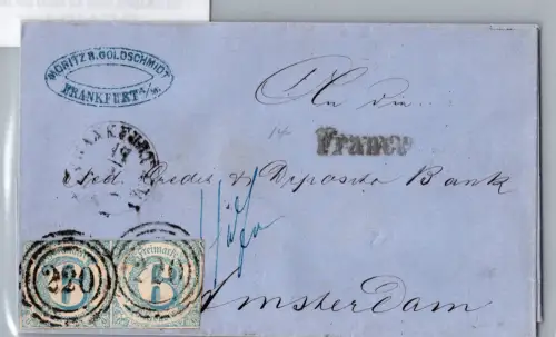 Thurn & Taxis 33 auf Brief als Mehrfachfrankatur typischer Taxisschnitt #DEN01