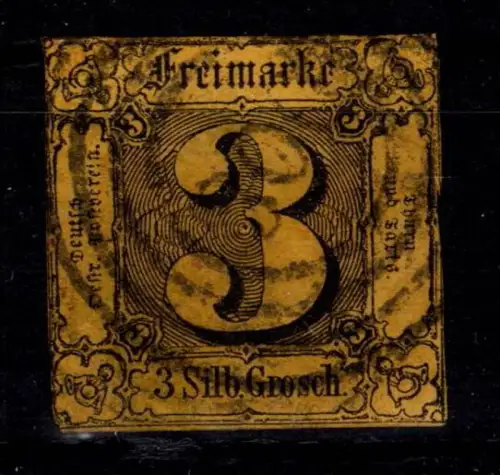 Thurn & Taxis 6 gestempelt typischer Taxisschnitt #DEN14