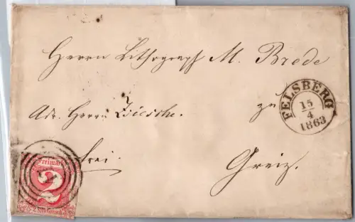 Thurn & Taxis 16 auf Brief als Einzelfrankatur typischer Taxisschnitt #DEM98