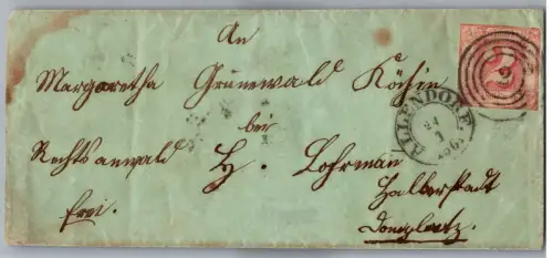 Thurn & Taxis 16 auf Brief als Einzelfrankatur oben leicht berührt #DEN06