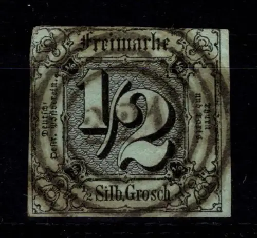 Thurn & Taxis 3 gestempelt typischer Taxisschnitt #DEN11