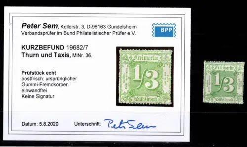 Thurn & Taxis 36 postfrisch Kurzbefund Sem BPP #DEN29