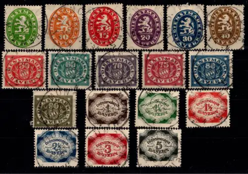 Deutsches Reich Dienstmarken 34-51 gestempelt einheitlich München #DEQ67
