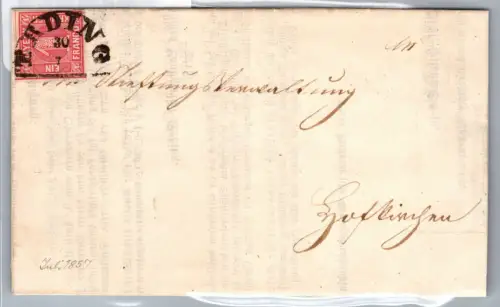 Bayern 3 auf Brief als Einzelfrankatur Erding 1857 #DEU96