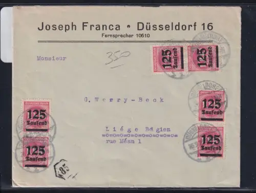 Deutsches Reich 291 auf Brief als Mehrfachfrankatur Ausland #DFU43