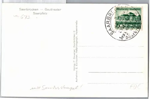 Deutsches Reich 673 als FDC auf Postkarte Sonderstempel Saarbrücken #DFV47