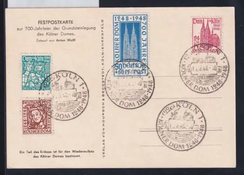 Alliierte Besetzung 69-72 auf Ausstellungskarte Sonderstempel Kölner Dom #DFU57