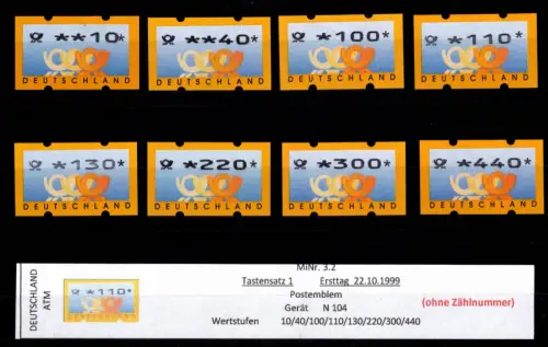 BRD Bund Automatenmarken 3.2 TS 1 postfrisch ohne Nummer #DGG43