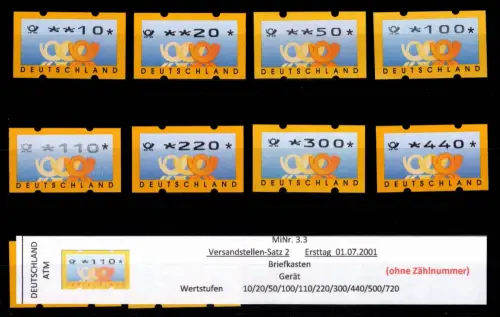 BRD Bund Automatenmarken 3.3 VS 2 postfrisch ohne Nummer #DGG53