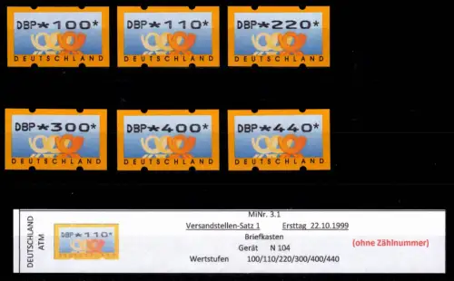 BRD Bund Automatenmarken 3.1 VS 1 postfrisch ohne Nummer #DGG91