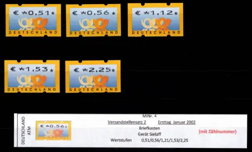 BRD Bund Automatenmarken 4.1 VS 2 postfrisch mit Nummer #DGG76
