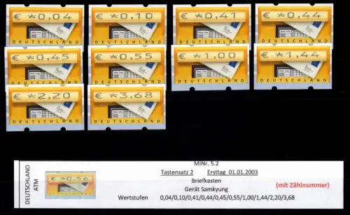 BRD Bund Automatenmarken 5.2 TS 2 postfrisch mit Nummer #DGH03