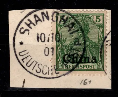 Deutsche APA China 16 gestempelt auf Briefstück mit Vollstempel #DFK38