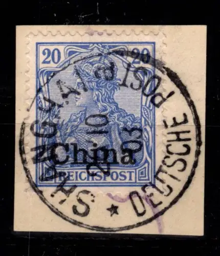 Deutsche APA China 18 gestempelt auf Briefstück mit Vollstempel #DFK42