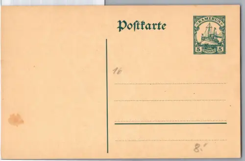 Deutsche Kolonien Kamerun P 16 als Ganzsache ungelaufen #DGE39