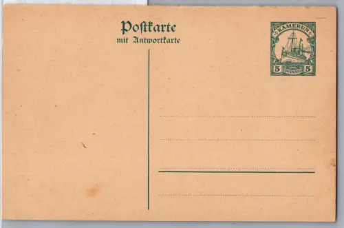 Deutsche Kolonien Kamerun P 20 F als Ganzsache ungelaufen #DGE44