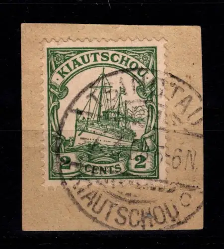 Deutsche Kolonien Kiautschou 19 gestempelt auf Briefstück mit Vollstempel #DGC65