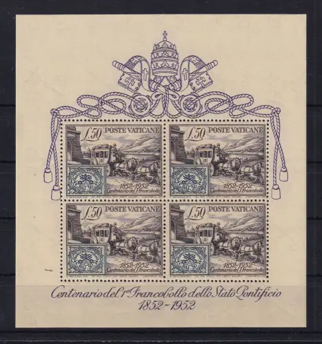 Vatikan Block 1 postfrisch 1952, Blockausgabe: 100. Jahrestag #DGV94