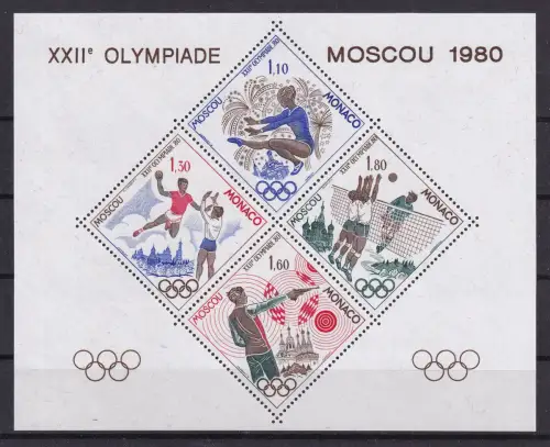 Monaco 1415-1418 postfrisch 1980, Olympische Sommerspiele, Moskau #DGW00