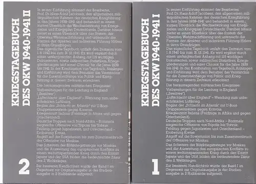 Percy E. Schramm
KRIEGSTAGEBUCH  des Oberkommandos der Wehrmacht 
1940 - 1941  - 2 Bände Taschenbuchausgabe 

verscherter Versand 