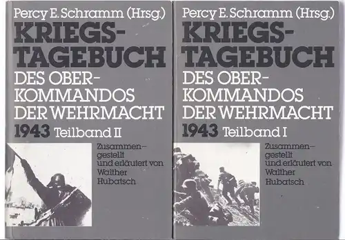 Percy E. Schramm  Hrsg.
1943 Kriegstagebuch des Oberkommandos der Wehrmacht 

2 Taschenbücher , 1982 Pawlak Verlag 
ISBN 388199073-9

1200 gr

versicherter Versand neuwertig 4,50 Euro