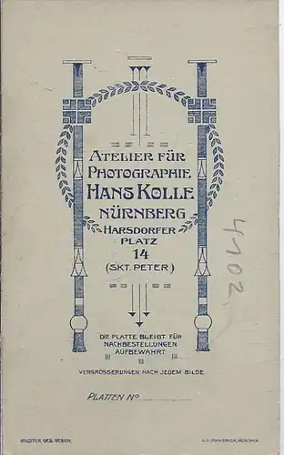 91302 - Hartkarton  Babyaufnahme , Atelier Hans Kolle , Nürnberg 