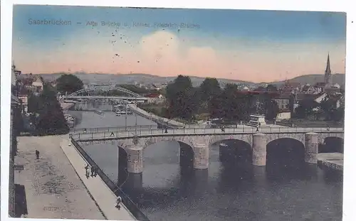 87701 - Saarbrücken - alte Brücke mit Kaiser Friedrich Brücke