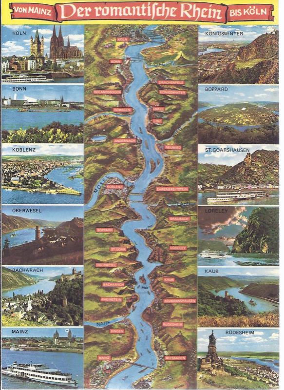 Der Rhein von Köln bis Mainz 1,80 m langes farbiges Jugendstil Panorama Der Rhein von Köln bis Mainz 1,80 m langes farbiges Jugendstil Panorama