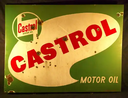CASTROL Motor Oil, Emailleschild, Original aus den 1950ern, 98 x 73 x 1 cm