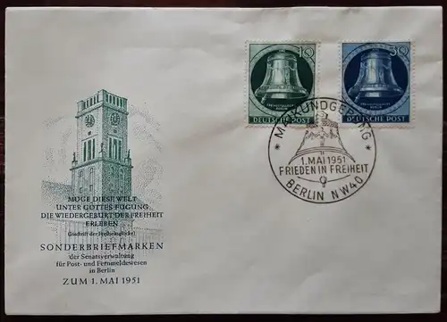 Berlin (West) 1951 Nr 76 78 Ersttagssonderstempel