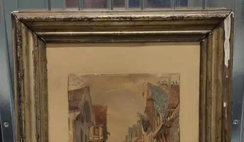 Aquarell Stadtansicht Rouen Gasse Signiert A. Ciceri Datiert 1893