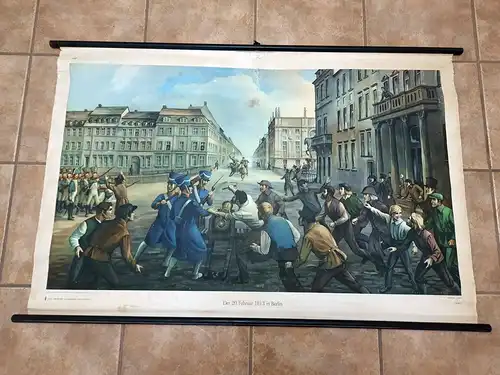 Altes Rollbild Berlin 1813  Schule Schautafel Lehrkarte